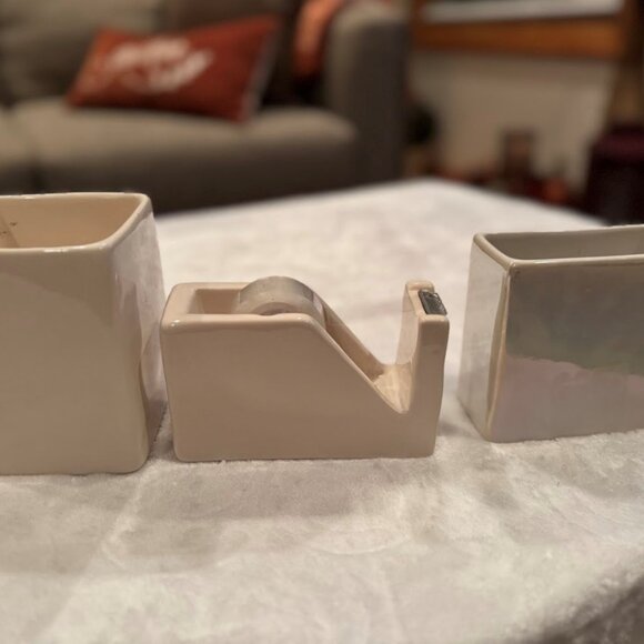 Rae Dunn Office Set – WRITE Pen Holder, TAPE Dispenser, SMALL STEPS Pencil Cup - Picture 2 of 3